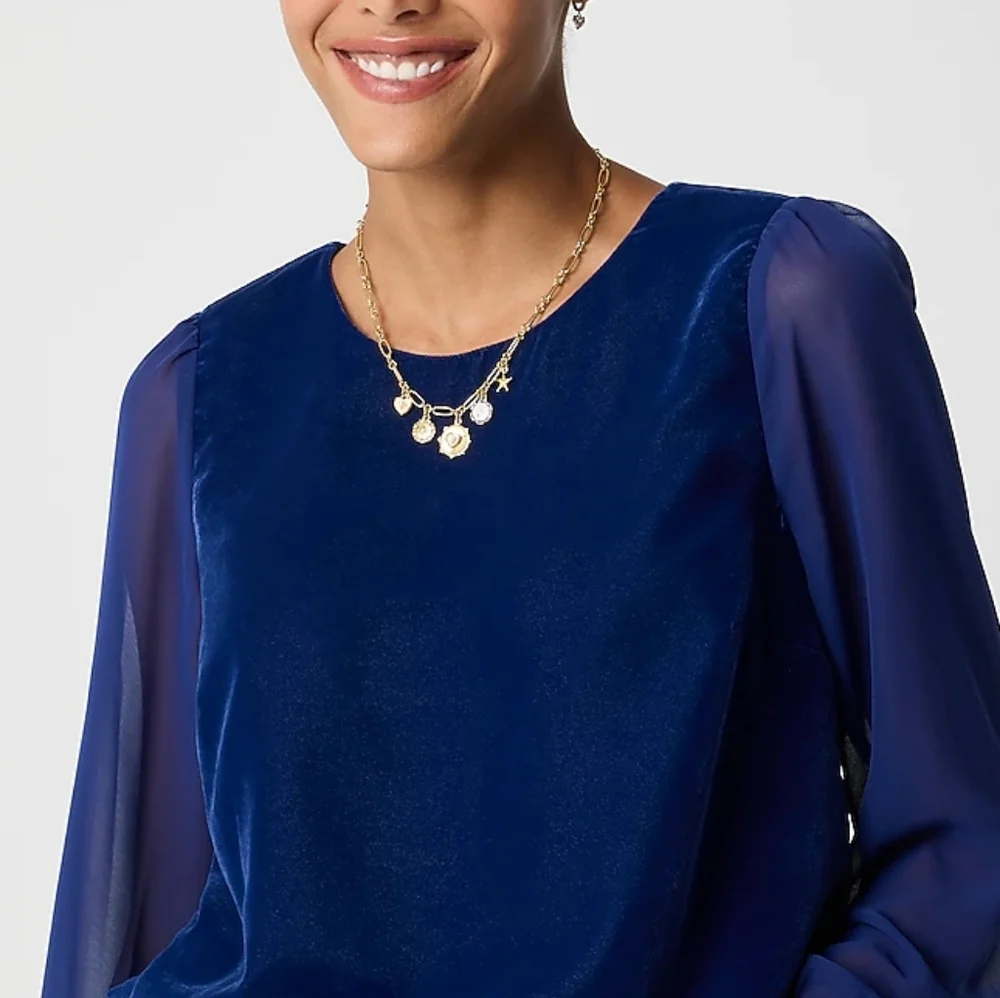 NWT J. Crew Velvet Puff Sleeve Top